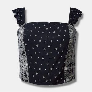 TORRID smocked Ruffle Cropped Top NWT SZ 00